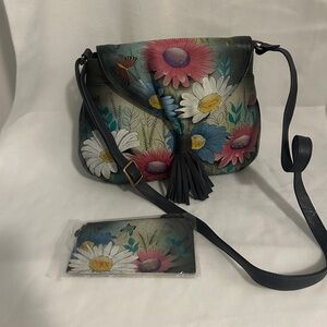 Anuschka Multicolor Floral Crossbody Bag